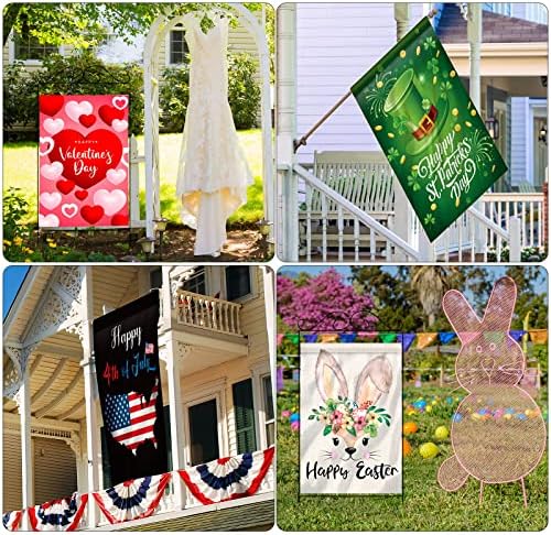 Mixweer 12 Pack 28 x 4 Inch Independence Day Flags Seasonal Garden Flags for Outside Holiday Double Sided Large Spring Summer Patriotic Lawn Yard Outdoor Banner Set Polyester for Festive Decorations - Image 6