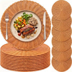 12 Pcs Round Rattan Placemats,Boho Charger Plates for Dining Table by Gandeer