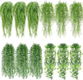 Daifunli 12 Pcs Artificial Hanging Plants Fake Hanging Ferns Plastic Fake Plant for Wall Room Garden Garland Indoor Outdoor Decor No Basket (Mandala, Willows, Fuchsia, String of Pearls) by Huiinen