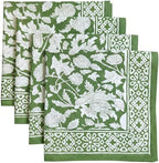 ATOSII Meraki Green 100% Cotton Spring Cloth Designer Dinner Napkins, Handblock Print, Washable Durable Linen for Everyday Use Wedding Parties Outdoors Christmas Easter I 20 X 20 Inches I Set of 4 by ATOSII