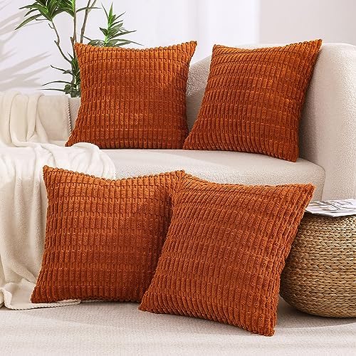 All Smiles Burnt Orange Terracotta Rust Throw Pillow Covers 18x18 Set of 4 by AllSmiles