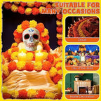 Yunsailing 20 Pcs 5 ft Marigold Day of The Dead Garland for Decorations Diwali Day of The Dead Artificial Marigold Flowers Faux Wedding Decorations for Halloween Home Party(Orange and Yellow) - Image 3