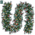 Christmas Garland with Lights, 9Ft Prelit Garland, 8 Light Modes & Timer by Brightown
