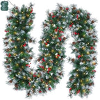 Christmas Garland with Lights, 9Ft Prelit Garland, 8 Light Modes & Timer by Brightown
