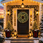 Casafield 36" Pre-Lit Fir Artificial Christmas Wreath Holiday Décor, 150 LED Lights, 360 PVC Tips Pinecones, Berries for Front Door, Window, or Mantel - Image 7