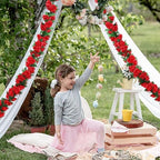 18 Pack 144 FT Artificial Flower Garland Fake Red Roses Vines Silk Flowers - Image 6