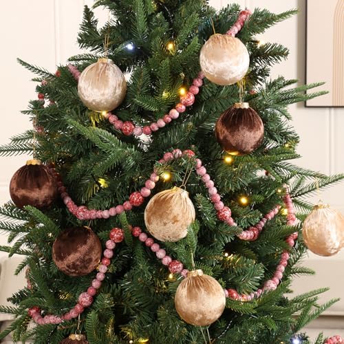 48Ft Christmas Wood Bead Garland Rustic Holiday Decor (Vintage Red Beads) - Image 4
