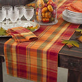 Terracotta Orange Holiday Harvest Plaid Design Cotton Runner. 16"x72" Oblong by *****