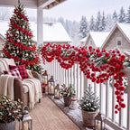 2 Pcs 9 ft Red Velvet Christmas Ball Ornament Garland - Image 4