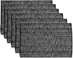 Sweet Home Collection 100% Cotton Placemats for Dining Room Rectangle Two Tone Woven Fabric Soft Durable Table Mat Set, Set of 6, Black, Rectangle 13" x 19" (Pack of 12) by SweetHomeCollection