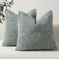DEZENE Striped Throw Pillow Covers 22x22 Set of 2 Green Textured Boucle Chic Morden Boho Accent Farmhouse Square Decorative Couch Pillow Covers for Home Decor Bed Sofa Living Room by DEZENE