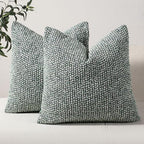 DEZENE Striped Throw Pillow Covers 22x22 Set of 2 Green Textured Boucle Chic Morden Boho Accent Farmhouse Square Decorative Couch Pillow Covers for Home Decor Bed Sofa Living Room by DEZENE