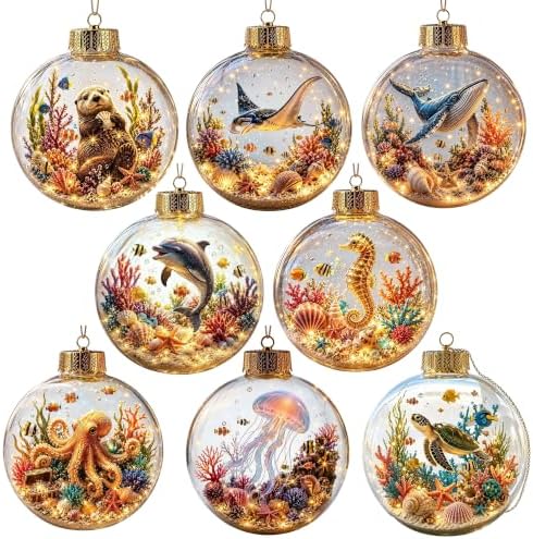 Glowing Christmas Story Ornaments, 8-Piece Light Up Mini Scene Set (Set H) by Unknown