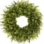 28'' Large Boxwood Wreath for Front Door Porch Window Artificial Boxwood Leaves with White Seed Greenery Outdoor Indoor Wreath for Home Farmhouse Wall Decor Spring Summer Fall All Seasons (Green) by CHIYINBAO