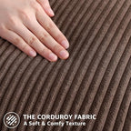 Mecatny Corduroy Fall Throw Pillow Covers 26x26 Set of 2 Chocolate - Image 4