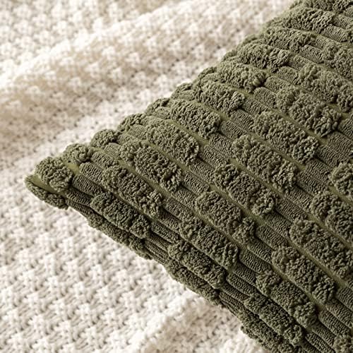 MIULEE Euro Sham Corduroy Decorative Throw Pillow Covers 24x24 Olive Green - Image 2