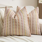 FUTEI Pack of 2 Boho Throw Pillow Covers 20x20 Inch, Brown Red by FUTEI