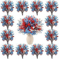 Lyrow 48 Pcs Red White Blue Patriotic Artificial Flowers Pick Stems by Lyrow