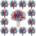 Lyrow 48 Pcs Red White Blue Patriotic Artificial Flowers Pick Stems by Lyrow