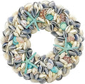 Galt International 18" Nautical Seashell Wreath, Blue | Coastal Beach Floral Home Decor Indoor Outdoor Real Starfish Pearl Seashells by GaltInternational