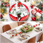 Nitial 24 Pcs Poinsettia Christmas Cloth Napkins Washable Dinner,Christmas - Image 6