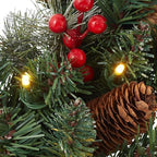 Casafield 24" Pre-Lit Fir Artificial Christmas Wreath Holiday Décor, 50 LED Lights, 108 PVC Tips Pinecones, Berries for Front Door, Window, or Mantel - Image 6