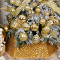XmasExp Christmas Tree Collar, 33.5 inch Sequin Tree Skirt Stand Base Cover for Home Decor, Large Size 6 Piece Gold by XmasExp