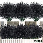 RECUTMS 20 Bundles Fake Black Decor Artificial Greenery Outdoor Flowers by RECUTMS
