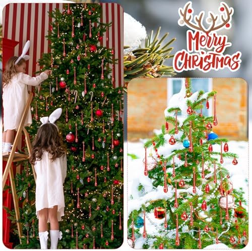 Vercraft 100 Pcs Christmas Tree Acrylic Hanging Ornaments, Red - Image 4