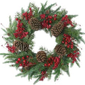 22’’ Artificial Christmas Wreath Norfolk Pine Wreath for Front Door with Pine Needles Red Berries Big Pinecones Christmas Decorations for Winter Farmhouse Wall Indoor Outdoor Home Holiday Xmas Decor by Sggvecsy