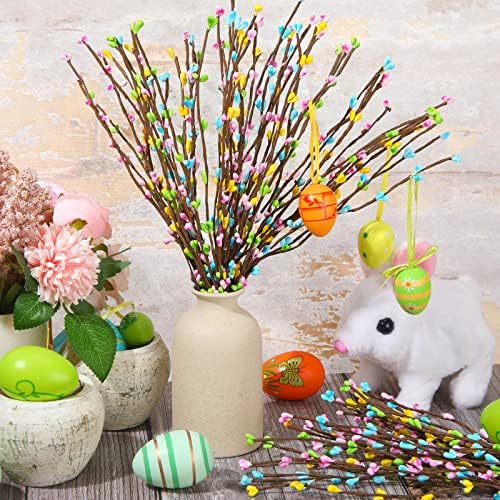 Juinte 30 Packs Easter Berry Garland Artificial Sprays Wire Spring Pip Berry Decorative Garland Picks Floral Pip Picks Stems for Easter Crafts Floral Arrangement Wreath Making - Image 6