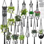 Hoteam 12 Pcs Macrame Plant Hangers Macrame Hanging Planters for Indoor Plants Handmade Boho Hanging Baskets Flower Pots Holder for Outdoor Home Wall Decor by Hoteam