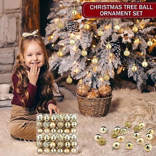 Shappy 216 Pcs Mini Christmas Ball Ornament 1.18 Inch,Gold - Image 6