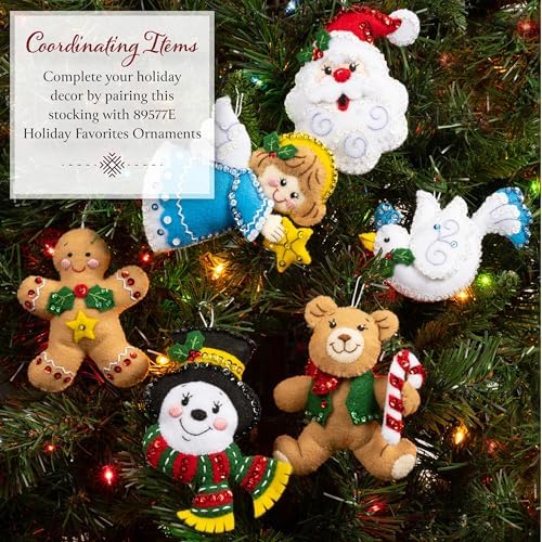 Bucilla Felt Applique 18" Stocking Making Kit, Curious Christmas Crew, Perfect for DIY Arts and Crafts - Image 5