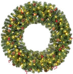 Best Choice Products 60in Pre-Lit Christmas Wreath w/Berries & Pinecones, Large Artificial Indoor/Outdoor Decor for Door, Mantel, Plug-in by BestChoiceProducts