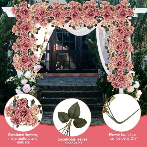 12 Bundles Dusty Pink Peonies Artificial Flowers for Centerpieces - Image 3