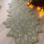 Enliven Handmade Table Runner, Beaded Table Runner, Gold and Clear Silver Bead Runner, 12.5x34.5inch - Image 5