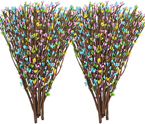 Juinte 30 Packs Easter Berry Garland Artificial Sprays Wire Spring Pip Berry Decorative Garland Picks Floral Pip Picks Stems for Easter Crafts Floral Arrangement Wreath Making by Tianxunewtig