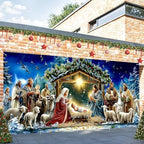 13x6Ft Religious Garage Door Banner - Nativity Scene with Holy Family, Shepherds and Animals in Stable Large Hanging Covers, Outdoor Inspirational Holiday Decor - Image 6