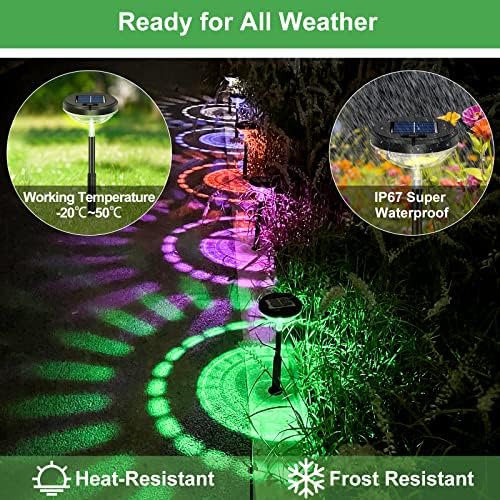 Bright Solar Pathway Lights 6 Pack,Color Changing+Warm White LED Solar Lights Outdoor,IP67 Waterproof Solar Path Lights,Solar Powered Garden Lights for Walkway Yard Backyard Lawn Landscape Decor - Image 5