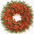 26" Large Artificial Eucalyptus Silk Flower Wreath for Outdoor(Fall Orange) by GLIDLION