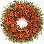 26" Large Artificial Eucalyptus Silk Flower Wreath for Outdoor(Fall Orange) by GLIDLION