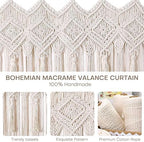 Osunnus Macrame Wall Hanging Macrame Valance Curtain for Window Doorway 40" x 30" Boho Macrame Wall Tapestry Decor with Tassel, 1 Panel - Image 6