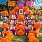 Suncalla 40 Pcs Marigold Paper Flowers Bulk, Orange, 14 Inch,16 Inch - Image 5