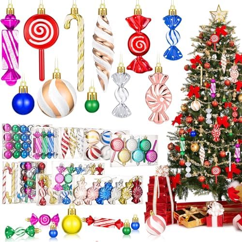 96 Pcs Christmas Tree Ornaments Colorful Candy Ball Ornament by Glitinsel