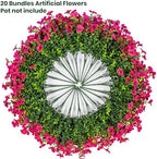 20 Bundles Artificial Flowers for Outdoor, Fake Plants Spring Decor RoseRed - Image 4