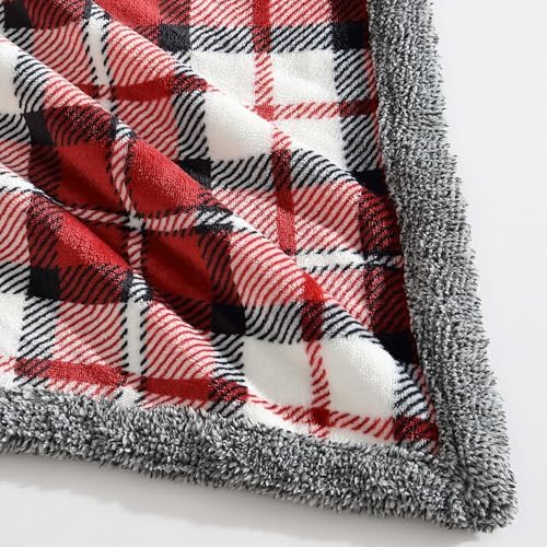 Eddie Bauer - Throw Blanket, Ultra-Soft Plush Bedding with Faux Shearling Reverse, Blanket for Couch & Bed (Parkwood Plaid Red, 50" x 70") - Image 6