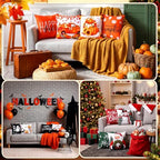 12 Pcs Fall Pillow Covers 18 x 18 Inch Holiday Throw Pillow Covers Pumpkin Cushion Case Pillowcase for Indoor Outdoor Farmhouse - Image 6