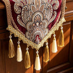 Luxury Burgundy Jacquard Damask Table Runner 120 Inch for Wedding - Image 4