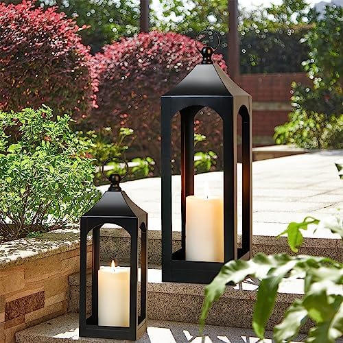Modern Farmhouse Lantern Decor Metal Decorative Hanging Candle Lanterns - Image 5